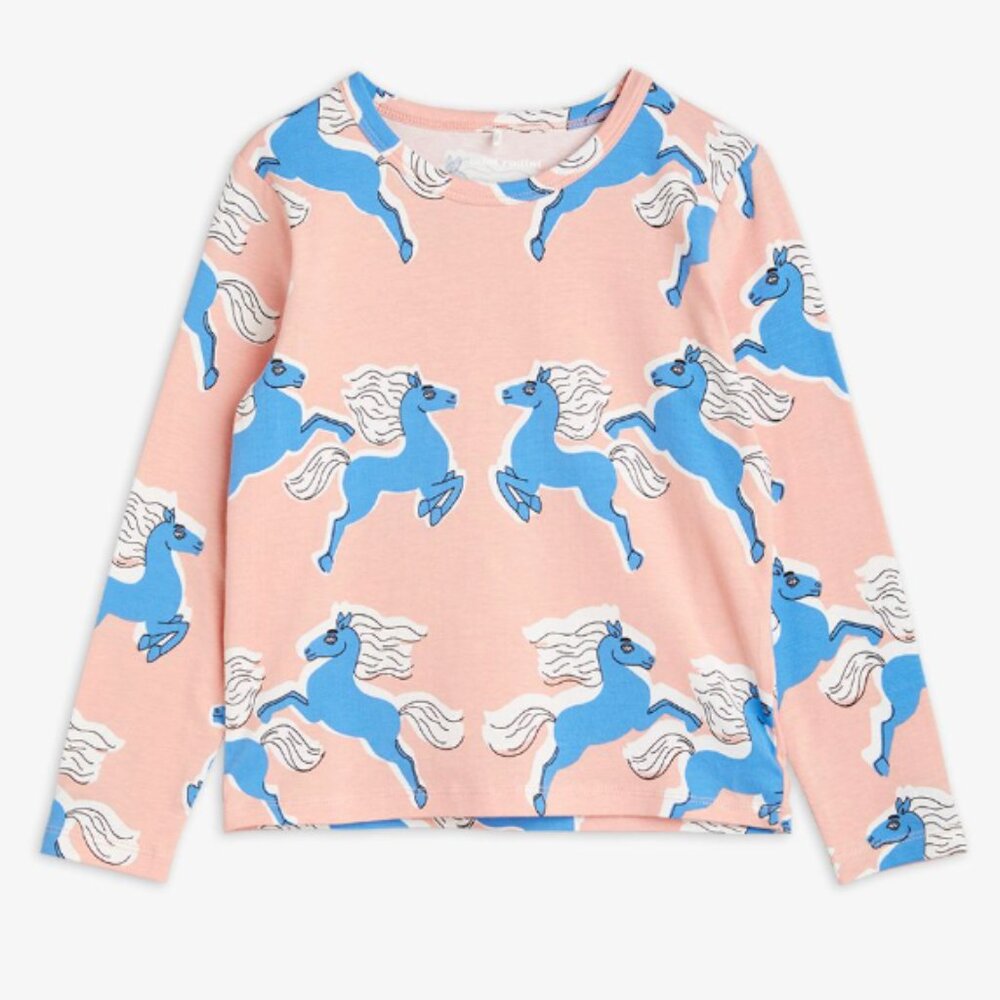 🐴💗 Mini Rodini Horse Print Long Sleeve Tee – Pink – Size 9–11Y (140/146) 💗🐴